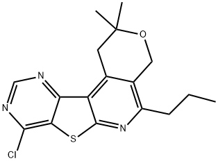 8-chloro-2,2-dimethyl-5-propyl-1,4-dihydro-2H-pyrano[4'',3'':4',5']pyrido[3',2':4,5]thieno[3,2-d]pyrimidine Struktur