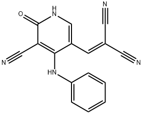 2-[(4-anilino-5-cyano-6-oxo-1,6-dihydropyridin-3-yl)methylene]malononitrile Struktur