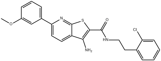 3-amino-N-[2-(2-chlorophenyl)ethyl]-6-(3-methoxyphenyl)thieno[2,3-b]pyridine-2-carboxamide Struktur