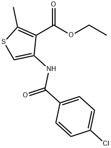 ethyl 4-[(4-chlorobenzoyl)amino]-2-methyl-3-thiophenecarboxylate Struktur