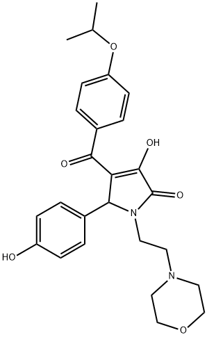 3-hydroxy-5-(4-hydroxyphenyl)-4-(4-isopropoxybenzoyl)-1-[2-(4-morpholinyl)ethyl]-1,5-dihydro-2H-pyrrol-2-one Struktur