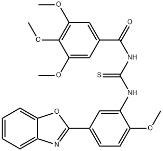 N-[5-(1,3-benzoxazol-2-yl)-2-methoxyphenyl]-N'-(3,4,5-trimethoxybenzoyl)thiourea Struktur