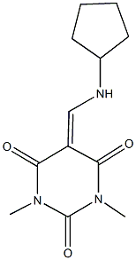 5-[(cyclopentylamino)methylene]-1,3-dimethylpyrimidine-2,4,6(1H,3H,5H)-trione Struktur