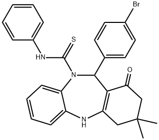 11-(4-bromophenyl)-3,3-dimethyl-1-oxo-N-phenyl-1,2,3,4,5,11-hexahydro-10H-dibenzo[b,e][1,4]diazepine-10-carbothioamide Struktur