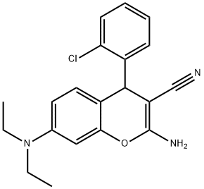 2-amino-4-(2-chlorophenyl)-7-(diethylamino)-4H-chromene-3-carbonitrile Struktur