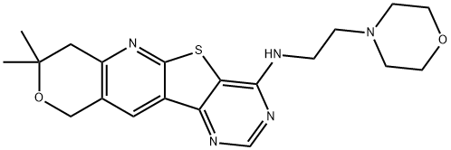 N-(8,8-dimethyl-7,10-dihydro-8H-pyrano[3'',4'':5',6']pyrido[3',2':4,5]thieno[3,2-d]pyrimidin-4-yl)-N-[2-(4-morpholinyl)ethyl]amine Struktur