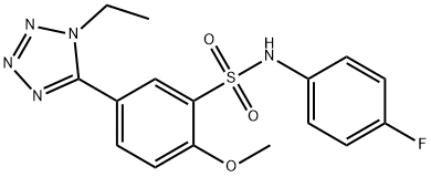 5-(1-ethyl-1H-tetraazol-5-yl)-N-(4-fluorophenyl)-2-methoxybenzenesulfonamide Struktur