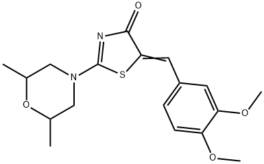 5-(3,4-dimethoxybenzylidene)-2-(2,6-dimethyl-4-morpholinyl)-1,3-thiazol-4(5H)-one Struktur