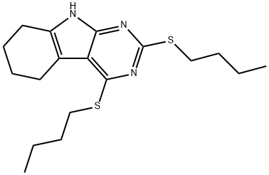 2,4-bis(butylsulfanyl)-6,7,8,9-tetrahydro-5H-pyrimido[4,5-b]indole Struktur