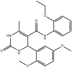 4-(2,5-dimethoxyphenyl)-N-(2-ethoxyphenyl)-6-methyl-2-thioxo-1,2,3,4-tetrahydropyrimidine-5-carboxamide Struktur