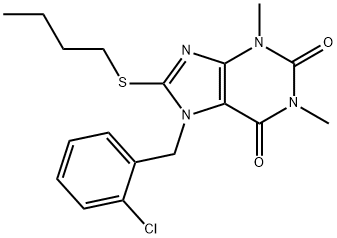 8-(butylsulfanyl)-7-(2-chlorobenzyl)-1,3-dimethyl-3,7-dihydro-1H-purine-2,6-dione Struktur