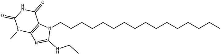 8-(ethylamino)-7-hexadecyl-3-methyl-3,7-dihydro-1H-purine-2,6-dione Struktur