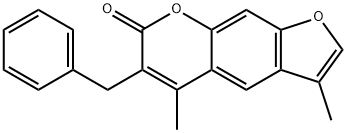 6-benzyl-3,5-dimethyl-7H-furo[3,2-g]chromen-7-one Struktur