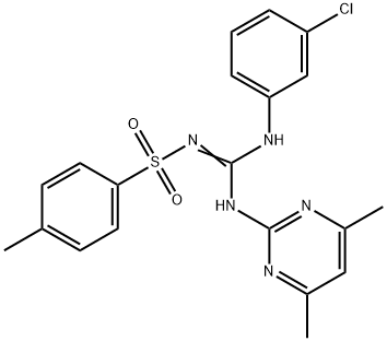 N-{(3-chloroanilino)[(4,6-dimethyl-2-pyrimidinyl)amino]methylene}-4-methylbenzenesulfonamide Struktur