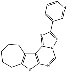 2-pyridin-3-yl-9,10,11,12-tetrahydro-8H-cyclohepta[4,5]thieno[3,2-e][1,2,4]triazolo[1,5-c]pyrimidine Struktur