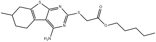 pentyl [(4-amino-7-methyl-5,6,7,8-tetrahydro[1]benzothieno[2,3-d]pyrimidin-2-yl)sulfanyl]acetate Struktur