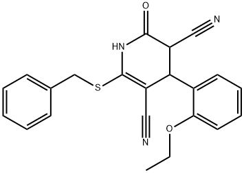 6-(benzylsulfanyl)-4-(2-ethoxyphenyl)-2-oxo-1,2,3,4-tetrahydropyridine-3,5-dicarbonitrile Struktur