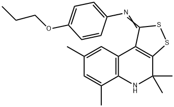 N-(4-propoxyphenyl)-N-(4,4,6,8-tetramethyl-4,5-dihydro-1H-[1,2]dithiolo[3,4-c]quinolin-1-ylidene)amine Struktur