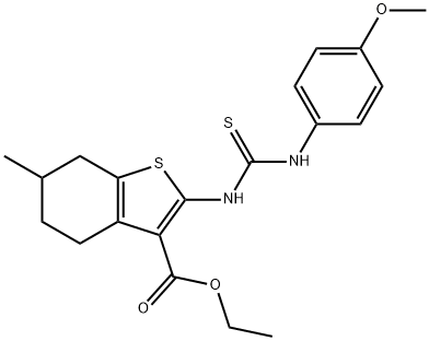 ethyl 2-{[(4-methoxyanilino)carbothioyl]amino}-6-methyl-4,5,6,7-tetrahydro-1-benzothiophene-3-carboxylate Struktur