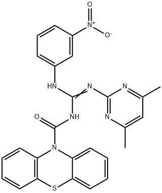 N-(4,6-dimethyl-2-pyrimidinyl)-N'-{3-nitrophenyl}-N''-(10H-phenothiazin-10-ylcarbonyl)guanidine Struktur