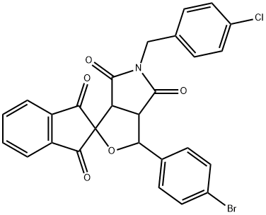 1-(4-bromophenyl)-5-(4-chlorobenzyl)-3a,6a-dihydrospiro[1H-furo[3,4-c]pyrrole-3,2'-(1'H)-indene]-1',3',4,6(2'H,3H,5H)-tetrone Struktur