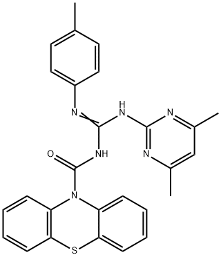 N-(4,6-dimethyl-2-pyrimidinyl)-N'-(4-methylphenyl)-N''-(10H-phenothiazin-10-ylcarbonyl)guanidine Struktur