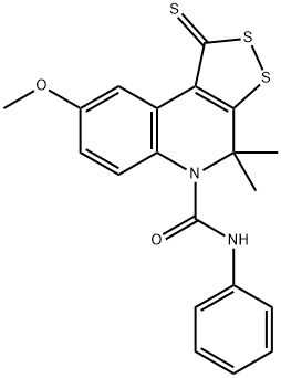 8-methoxy-4,4-dimethyl-N-phenyl-1-thioxo-1,4-dihydro-5H-[1,2]dithiolo[3,4-c]quinoline-5-carboxamide Struktur