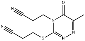 3-{[4-(2-cyanoethyl)-6-methyl-5-oxo-4,5-dihydro-1,2,4-triazin-3-yl]sulfanyl}propanenitrile Struktur