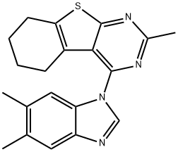 4-(5,6-dimethyl-1H-benzimidazol-1-yl)-2-methyl-5,6,7,8-tetrahydro[1]benzothieno[2,3-d]pyrimidine Struktur