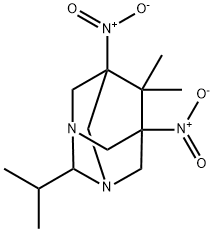 5,7-bisnitro-2-isopropyl-6,6-dimethyl-1,3-diazatricyclo[3.3.1.1~3,7~]decane Struktur