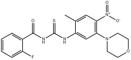 N-(2-fluorobenzoyl)-N'-[4-nitro-2-methyl-5-(4-morpholinyl)phenyl]thiourea Struktur