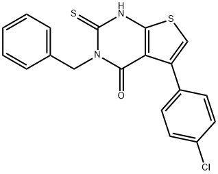 3-benzyl-5-(4-chlorophenyl)-2-thioxo-2,3-dihydrothieno[2,3-d]pyrimidin-4(1H)-one Struktur