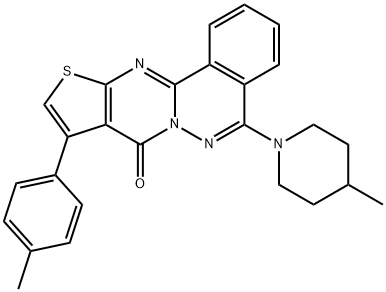 9-(4-methylphenyl)-5-(4-methyl-1-piperidinyl)-8H-thieno[2',3':4,5]pyrimido[2,1-a]phthalazin-8-one Struktur