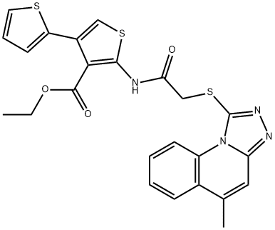 ethyl 2-({[(5-methyl[1,2,4]triazolo[4,3-a]quinolin-1-yl)sulfanyl]acetyl}amino)-2',4-bithiophene-3-carboxylate Struktur