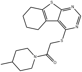 2-(4-methylpiperidin-1-yl)-2-oxoethyl 5,6,7,8-tetrahydro[1]benzothieno[2,3-d]pyrimidin-4-yl sulfide Struktur