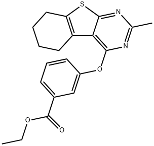 ethyl 3-[(2-methyl-5,6,7,8-tetrahydro[1]benzothieno[2,3-d]pyrimidin-4-yl)oxy]benzoate Struktur