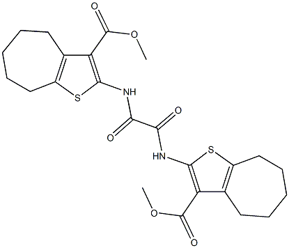 methyl 2-{[{[3-(methoxycarbonyl)-5,6,7,8-tetrahydro-4H-cyclohepta[b]thien-2-yl]amino}(oxo)acetyl]amino}-5,6,7,8-tetrahydro-4H-cyclohepta[b]thiophene-3-carboxylate Struktur