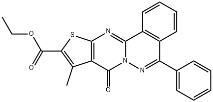 ethyl 9-methyl-8-oxo-5-phenyl-8H-thieno[2',3':4,5]pyrimido[2,1-a]phthalazine-10-carboxylate Struktur