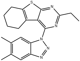 4-(5,6-dimethyl-1H-1,2,3-benzotriazol-1-yl)-2-ethyl-5,6,7,8-tetrahydro[1]benzothieno[2,3-d]pyrimidine Struktur