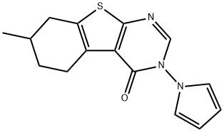 7-methyl-3-(1H-pyrrol-1-yl)-5,6,7,8-tetrahydro[1]benzothieno[2,3-d]pyrimidin-4(3H)-one Struktur