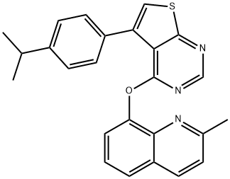 5-(4-isopropylphenyl)thieno[2,3-d]pyrimidin-4-yl 2-methyl-8-quinolinyl ether Struktur