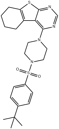 4-{4-[(4-tert-butylphenyl)sulfonyl]-1-piperazinyl}-5,6,7,8-tetrahydro[1]benzothieno[2,3-d]pyrimidine Struktur