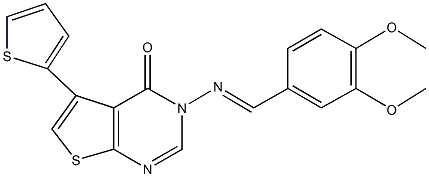 3-[(3,4-dimethoxybenzylidene)amino]-5-(2-thienyl)thieno[2,3-d]pyrimidin-4(3H)-one Struktur