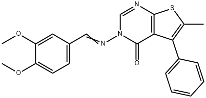 3-[(3,4-dimethoxybenzylidene)amino]-6-methyl-5-phenylthieno[2,3-d]pyrimidin-4(3H)-one Struktur