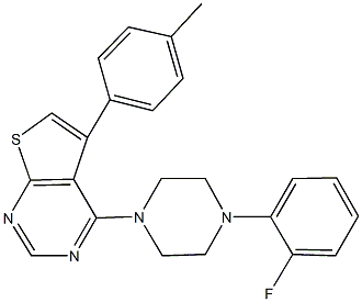 4-[4-(2-fluorophenyl)-1-piperazinyl]-5-(4-methylphenyl)thieno[2,3-d]pyrimidine Struktur