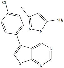 1-[5-(4-chlorophenyl)thieno[2,3-d]pyrimidin-4-yl]-3-methyl-1H-pyrazol-5-amine Struktur