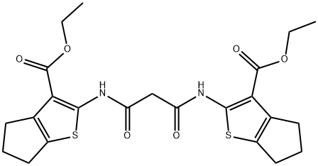 ethyl 2-[(3-{[3-(ethoxycarbonyl)-5,6-dihydro-4H-cyclopenta[b]thien-2-yl]amino}-3-oxopropanoyl)amino]-5,6-dihydro-4H-cyclopenta[b]thiophene-3-carboxylate Struktur