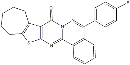 5-(4-fluorophenyl)-10,11,12,13-tetrahydro-8H,9H-cyclohepta[4',5']thieno[2',3':4,5]pyrimido[2,1-a]phthalazin-8-one Struktur