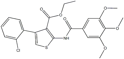 ethyl 4-(2-chlorophenyl)-2-[(3,4,5-trimethoxybenzoyl)amino]-3-thiophenecarboxylate Struktur