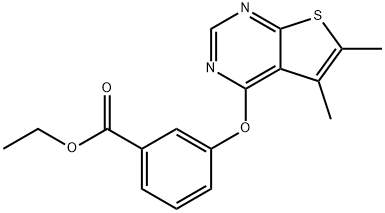 ethyl 3-[(5,6-dimethylthieno[2,3-d]pyrimidin-4-yl)oxy]benzoate Struktur